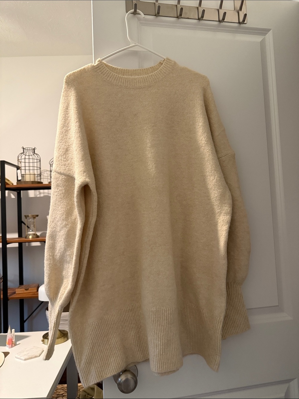 Amazon Women's Beige Crewneck Pullover Sweater